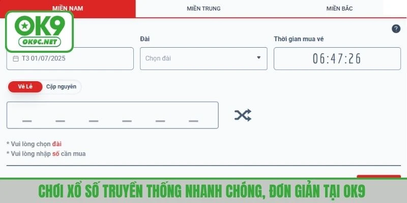 Chơi xổ số truyền thống nhanh chóng, đơn giản tại OK9
