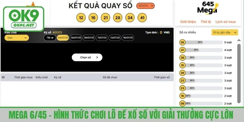 Mega 6/45 - Hình thức chơi lô đề xổ sổ với giải thưởng cực lớn 