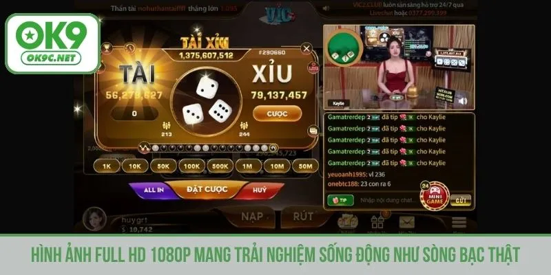 Hình ảnh Full HD 1080p mang trải nghiệm sống động như sòng bạc thật